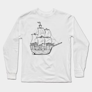 Drawing of a pirate ship Long Sleeve T-Shirt